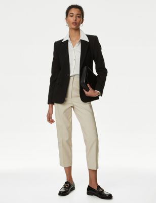 Buy MARKS & SPENCER Cotton Blend Slim Fit Cropped Trousers 2024