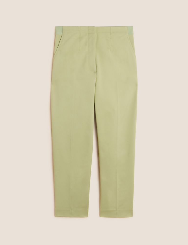 Cotton Blend Slim Fit Cropped Trousers 1 of 1