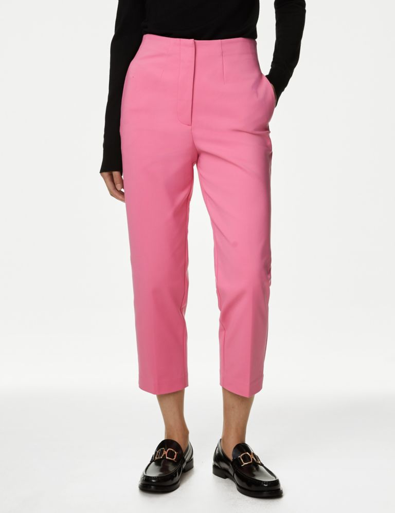 Cotton Blend Slim Fit Cropped Trousers 4 of 5