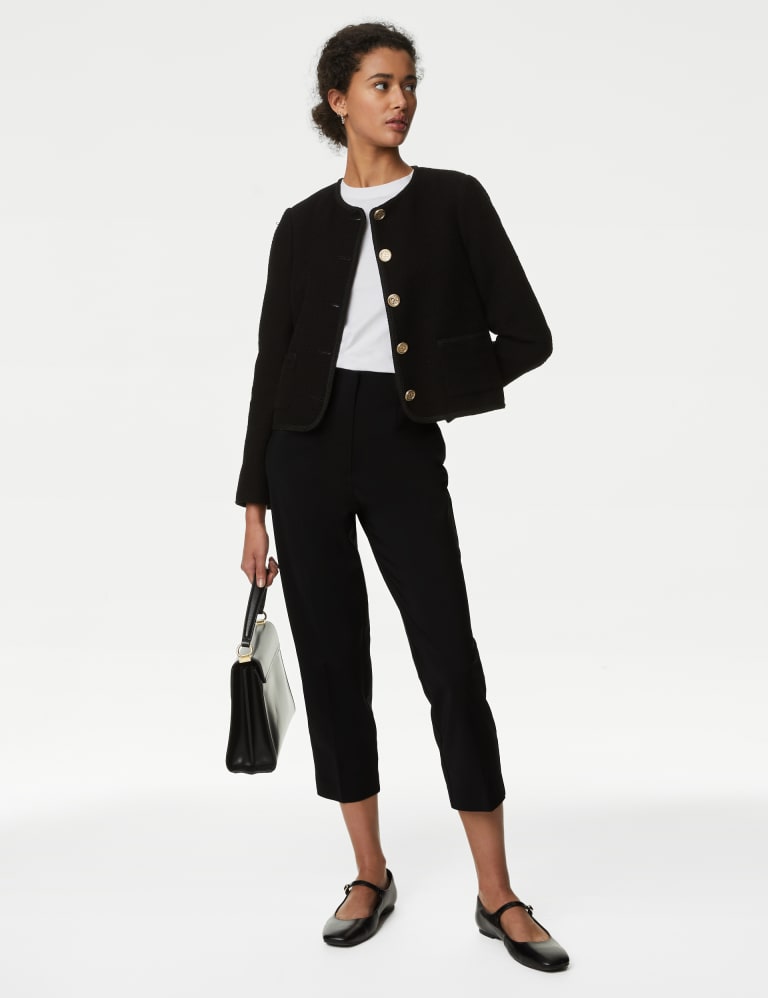 Cotton Blend Slim Fit Cropped Trousers M S Collection M S