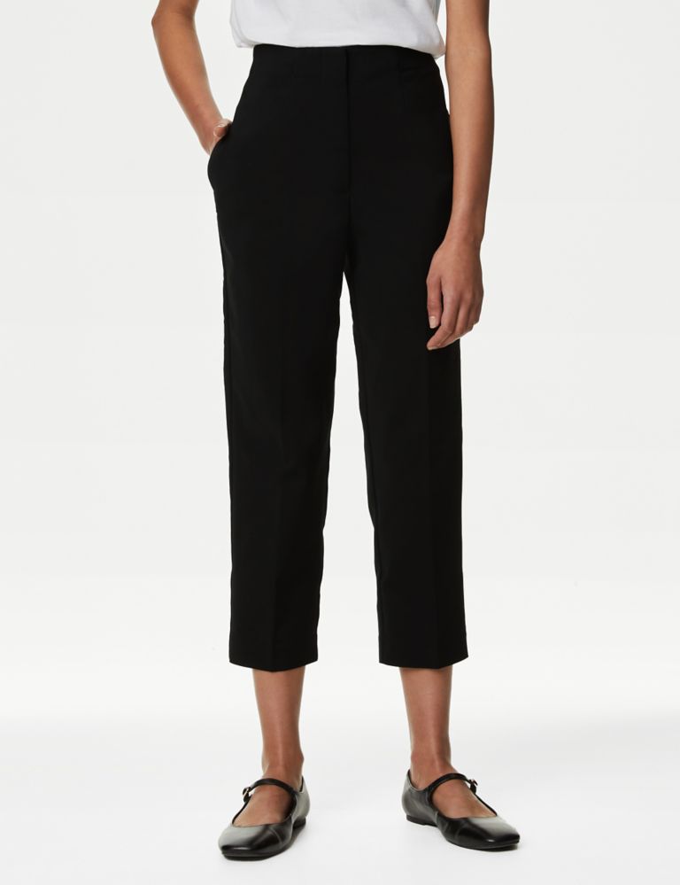 Cotton Blend Slim Fit Cropped Trousers 3 of 5