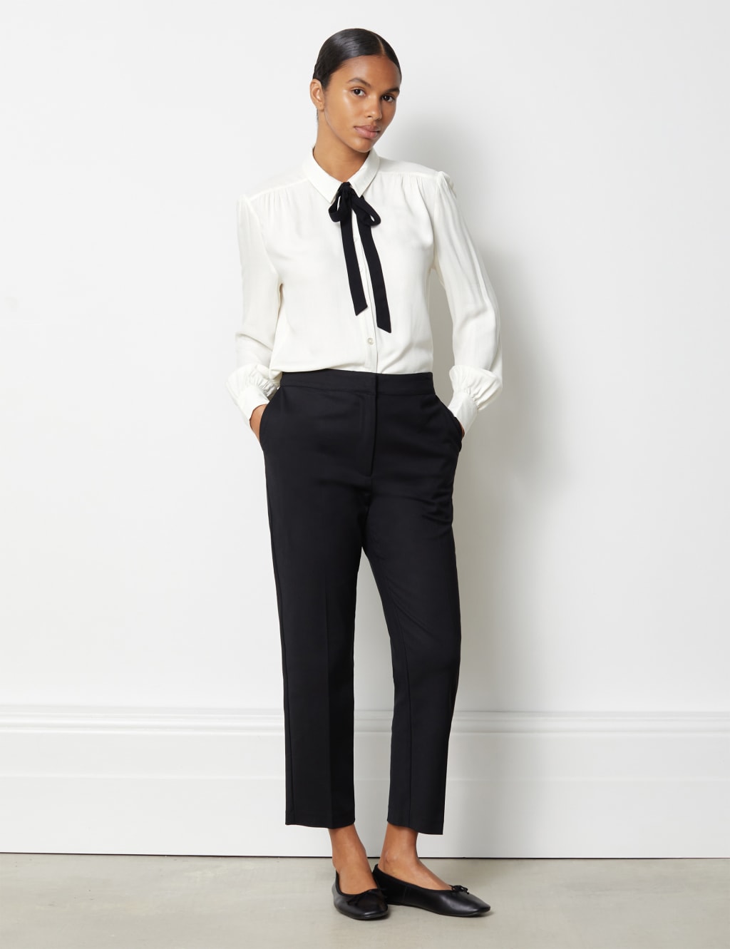 Cotton Blend Slim Fit Cropped Trousers Albaray M&S