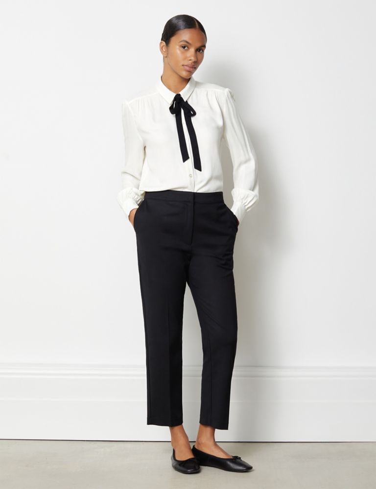 Buy MARKS & SPENCER Cotton Blend Slim Fit Cropped Trousers 2024 Online