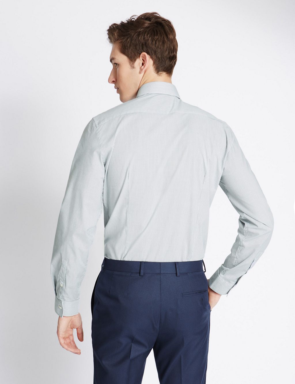 Cotton Blend Slim Fit Striped Shirt 2 of 4