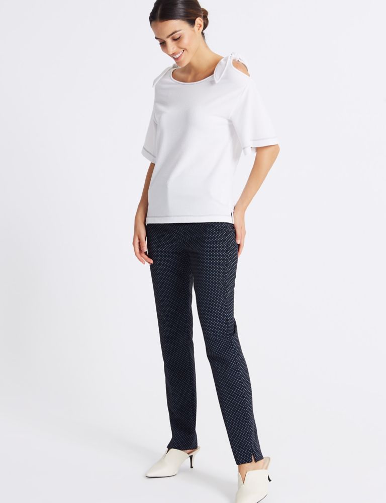 Cotton Blend Spotted Peg Trousers 3 of 6