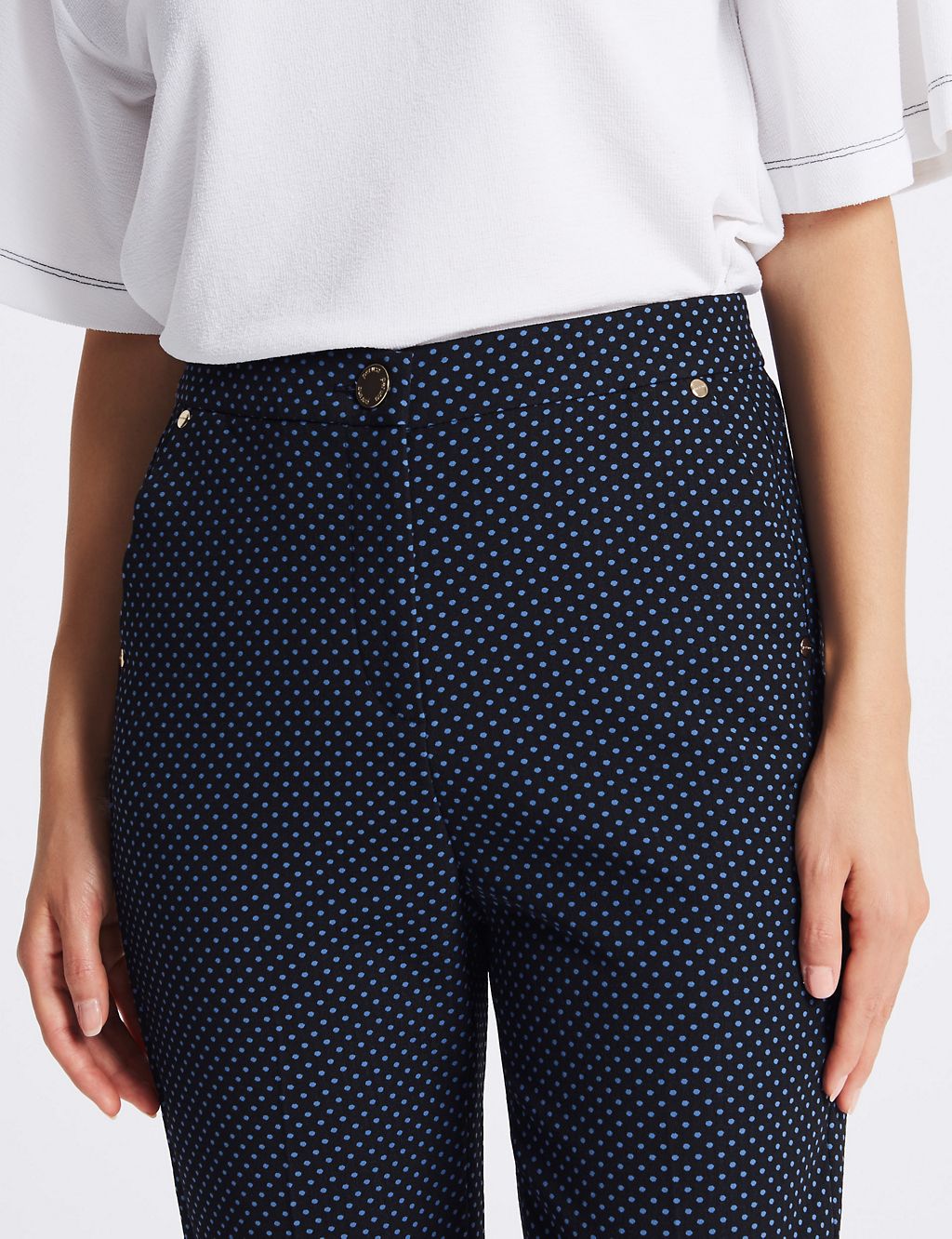 Cotton Blend Spotted Peg Trousers 5 of 6