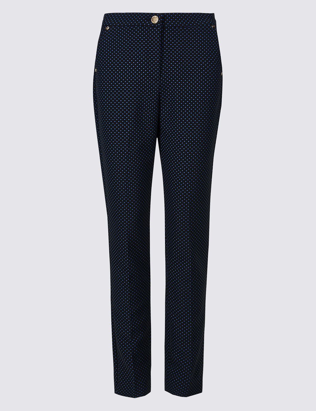 Cotton Blend Spotted Peg Trousers 1 of 6