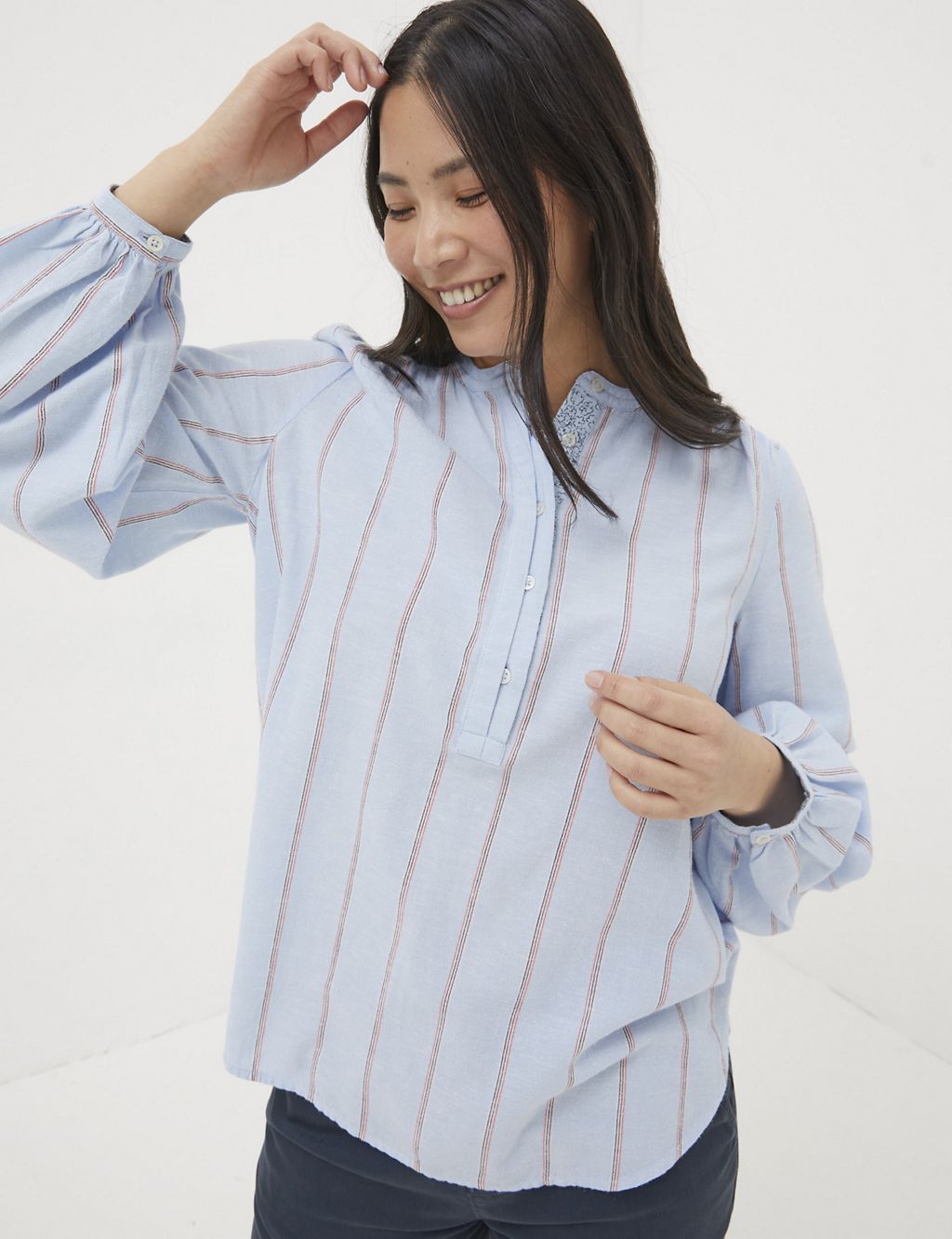 Cotton Blend Striped Blouse 3 of 5