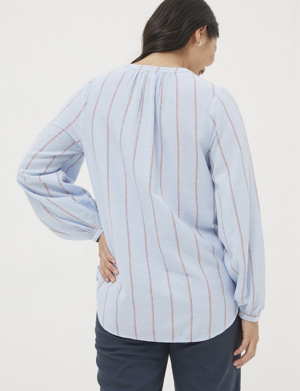 Cotton Blend Striped Blouse 2 of 5
