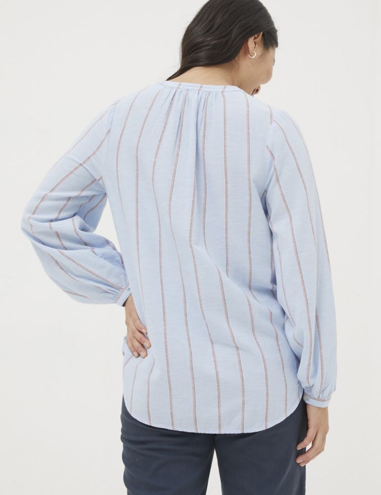 Cotton Blend Striped Blouse 3 of 5