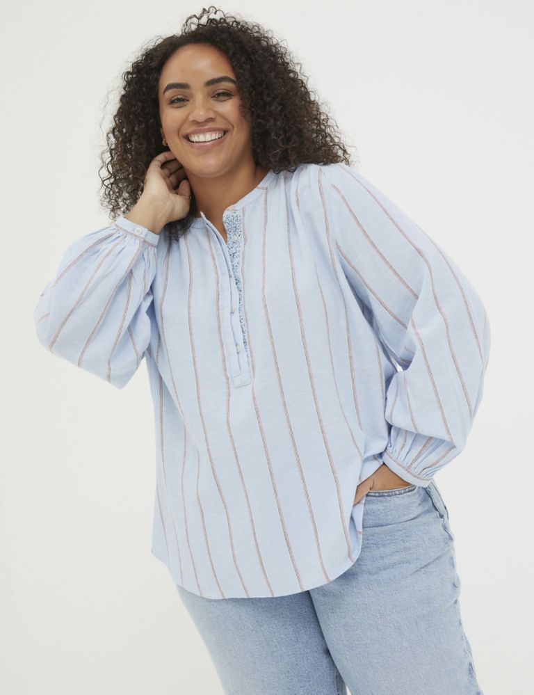 Cotton Blend Striped Blouse 5 of 5