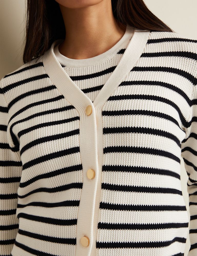 Cotton Blend Striped Cardigan 5 of 6