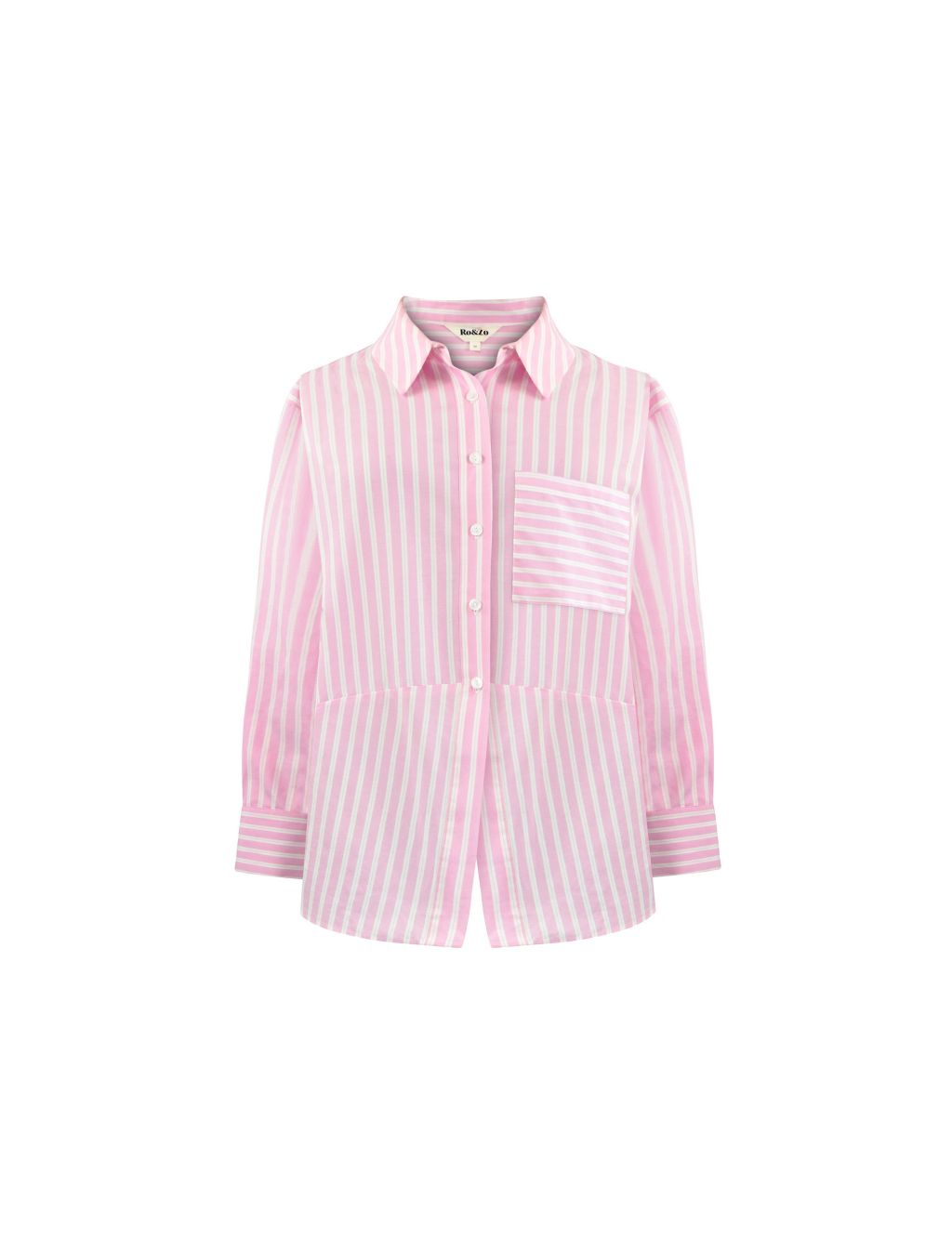 Cotton Blend Striped Collared Relaxed Shirt 1 of 6