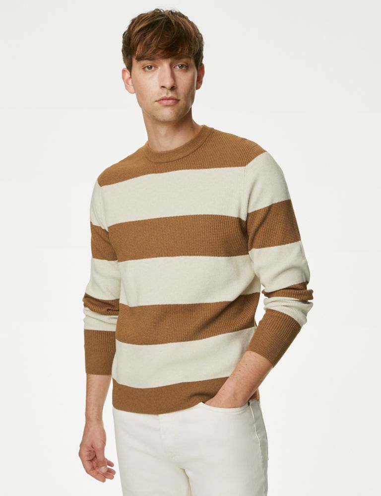 Striped Cotton Crew Neck Sweater