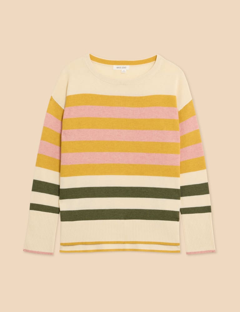 Cotton Blend Striped Crew Neck Jumper 2 of 6