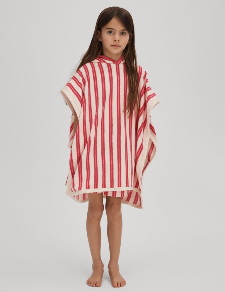 Cotton Blend Striped Hooded Towel (4-13 Yrs) 1 of 6