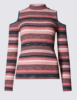 Cotton Blend Striped Long Sleeve Jersey Top Image 2 of 4