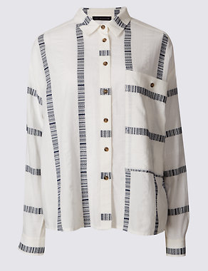 Cotton Blend Striped Long Sleeve Shirt Image 2 of 4