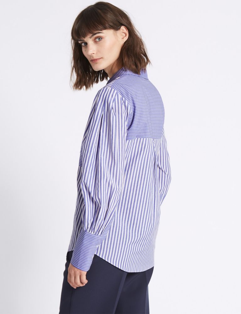 Cotton Blend Striped Long Sleeve Shirt 4 of 4