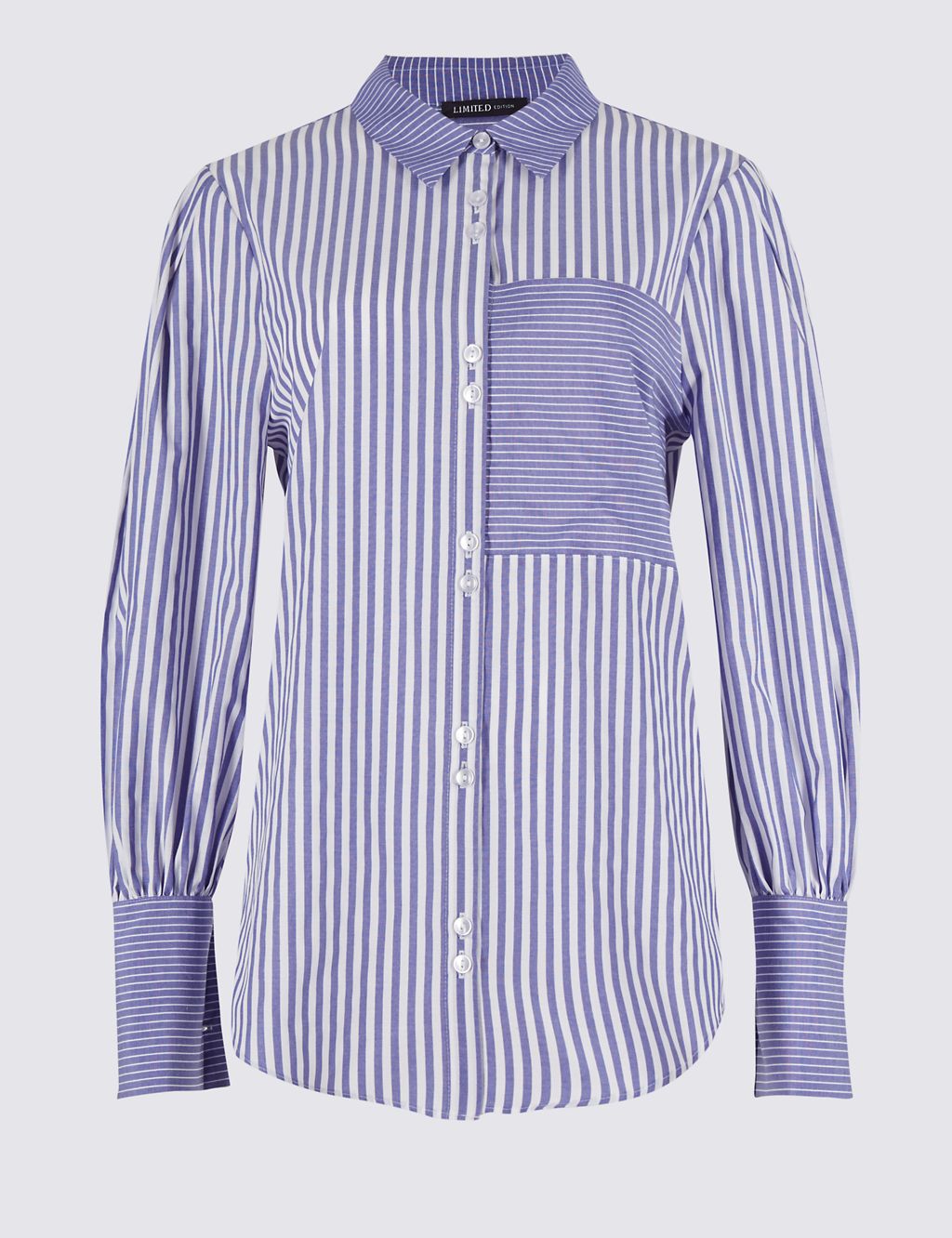 Cotton Blend Striped Long Sleeve Shirt 1 of 4
