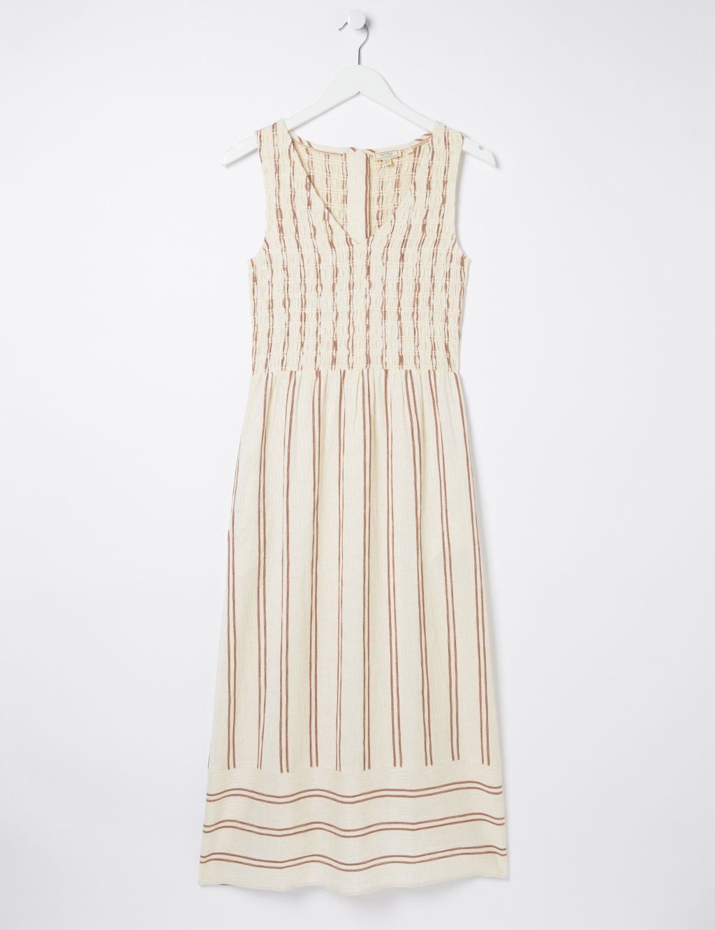 Cotton Blend Striped Midi Waisted Dress 1 of 6