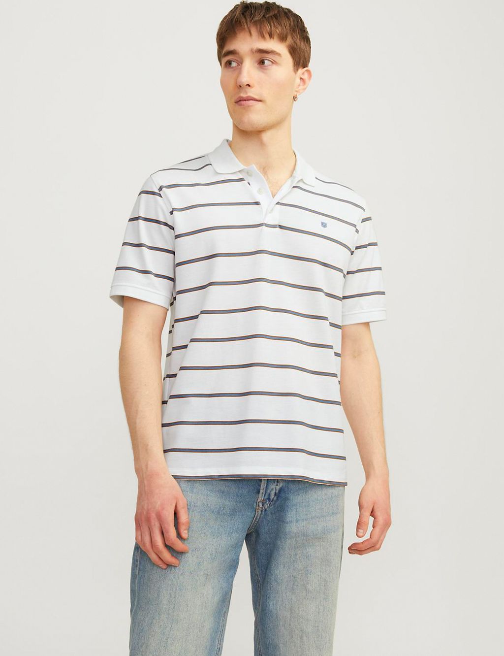 Cotton Blend Striped Polo Shirt 3 of 4