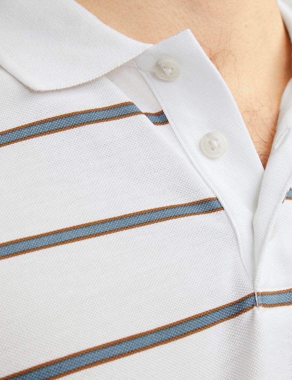 Cotton Blend Striped Polo Shirt 4 of 4