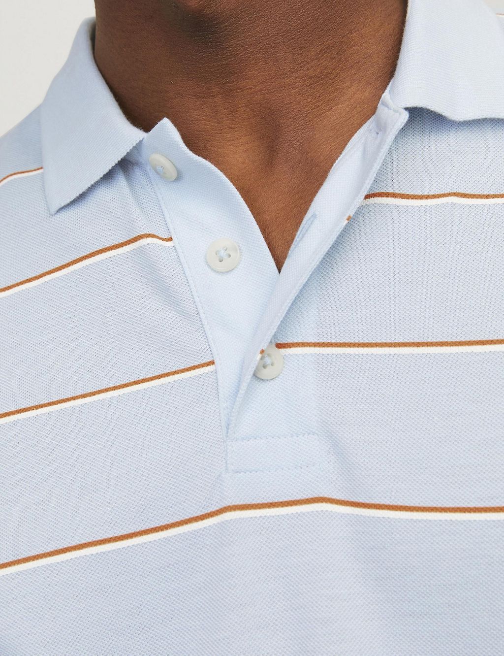 Cotton Blend Striped Polo Shirt 4 of 5