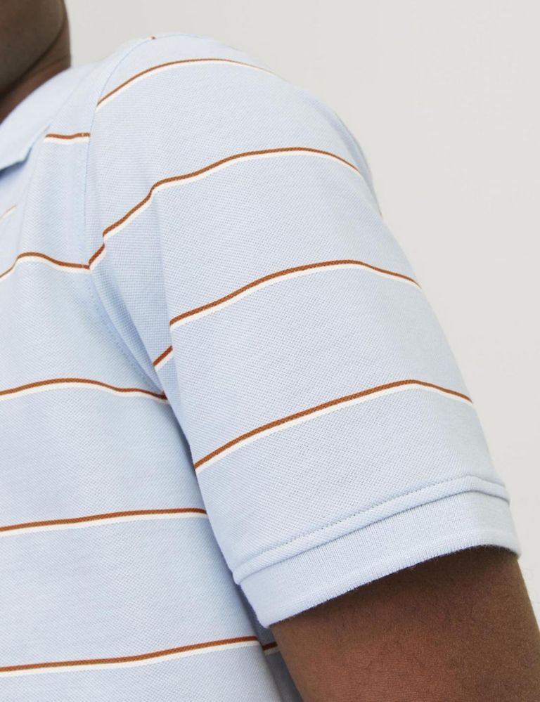 Cotton Blend Striped Polo Shirt 5 of 5