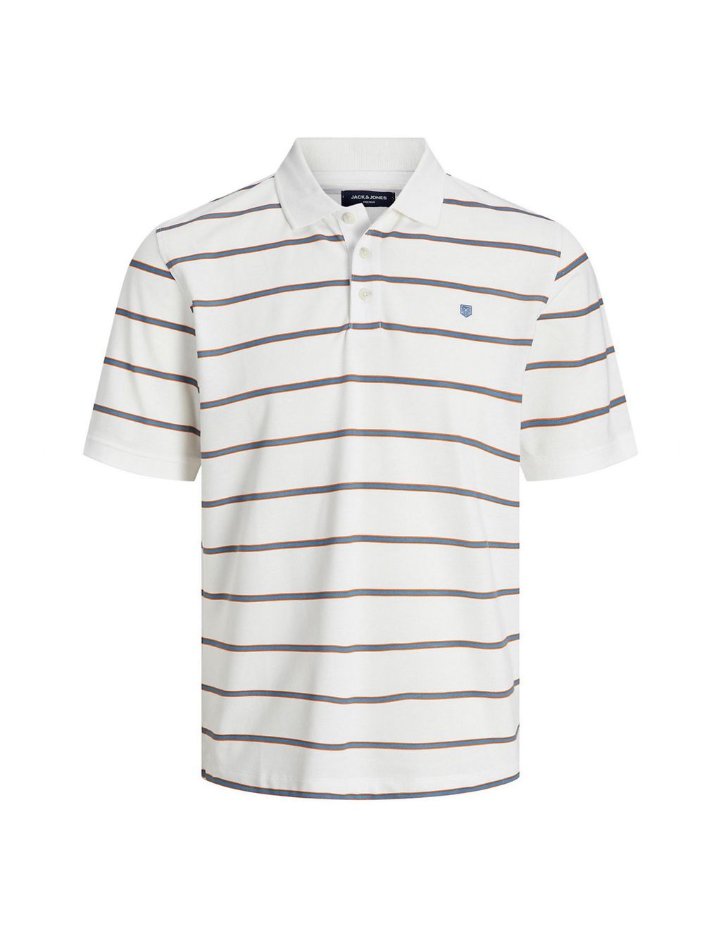 Cotton Blend Striped Polo Shirt 1 of 4