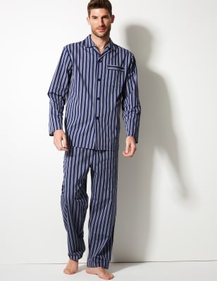 Cotton Blend Striped Pyjama Set M S Collection M S