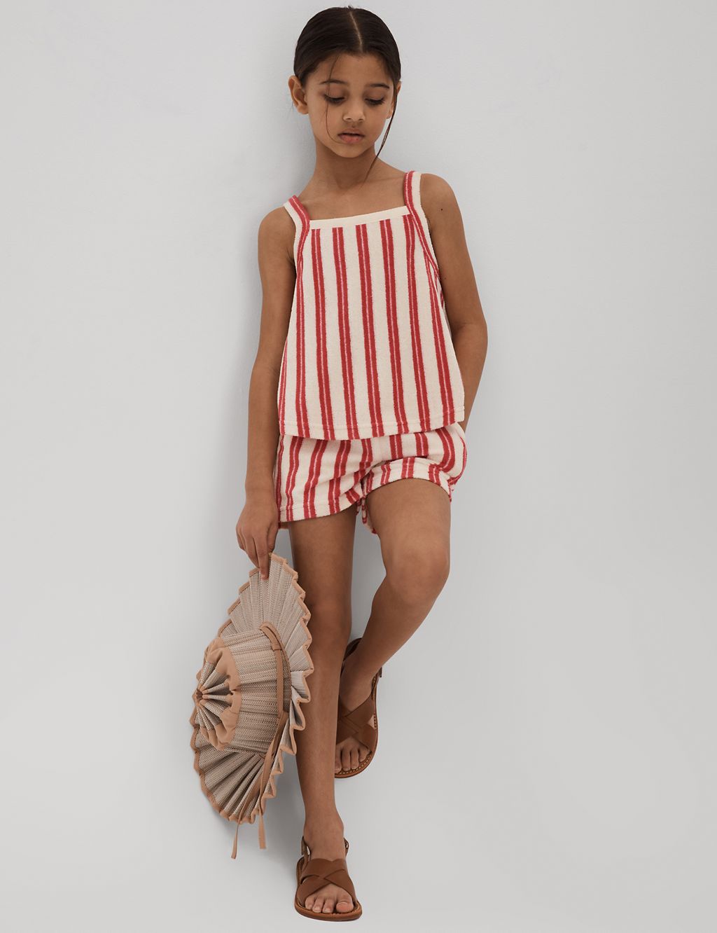 Cotton Blend Striped Top & Bottom Outfit (4-14 Yrs) 3 of 5