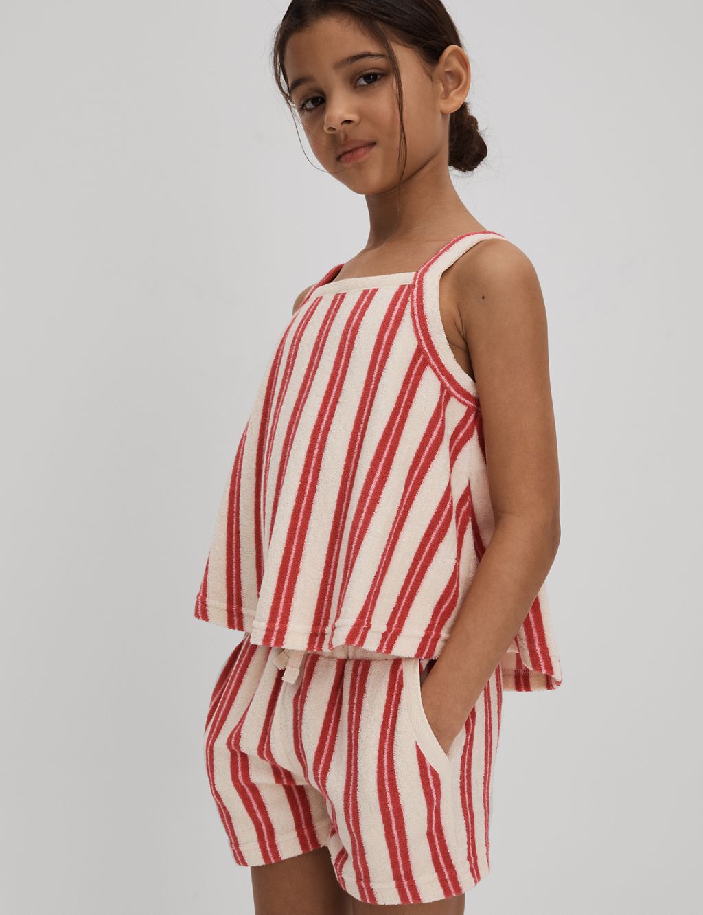 Cotton Blend Striped Top & Bottom Outfit (4-14 Yrs) 2 of 5
