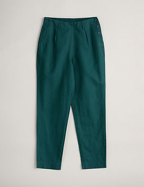 Cotton Blend Tapered Ankle Grazer Trousers Image 2 of 5