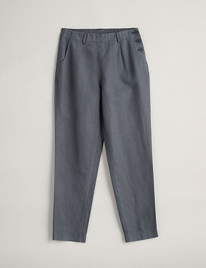 Cotton Blend Tapered Ankle Grazer Trousers Image 2 of 5