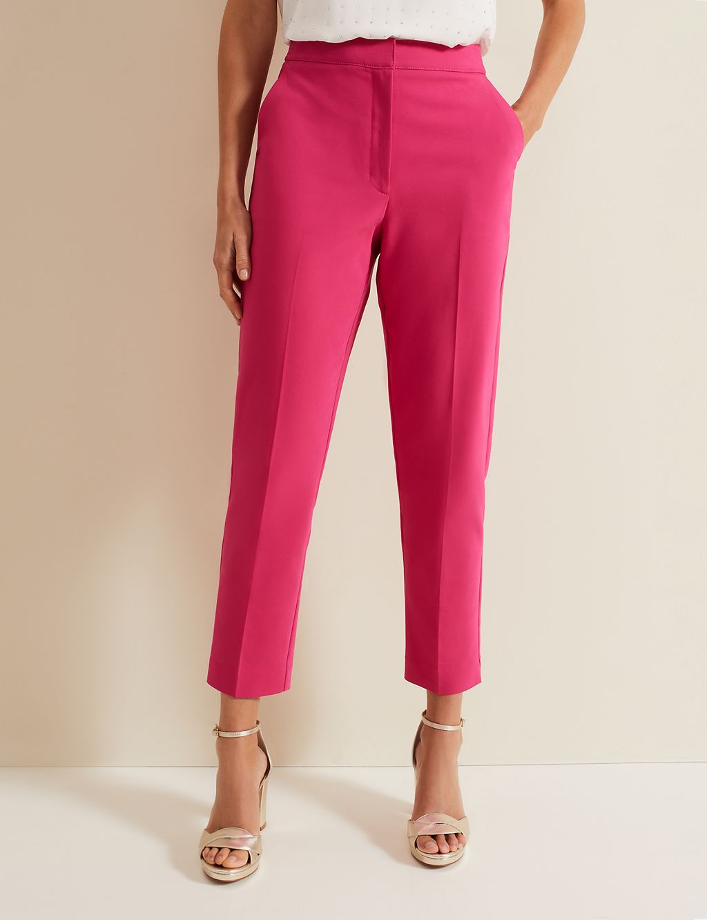 Cotton Blend Tapered Cropped Trousers 2 of 6