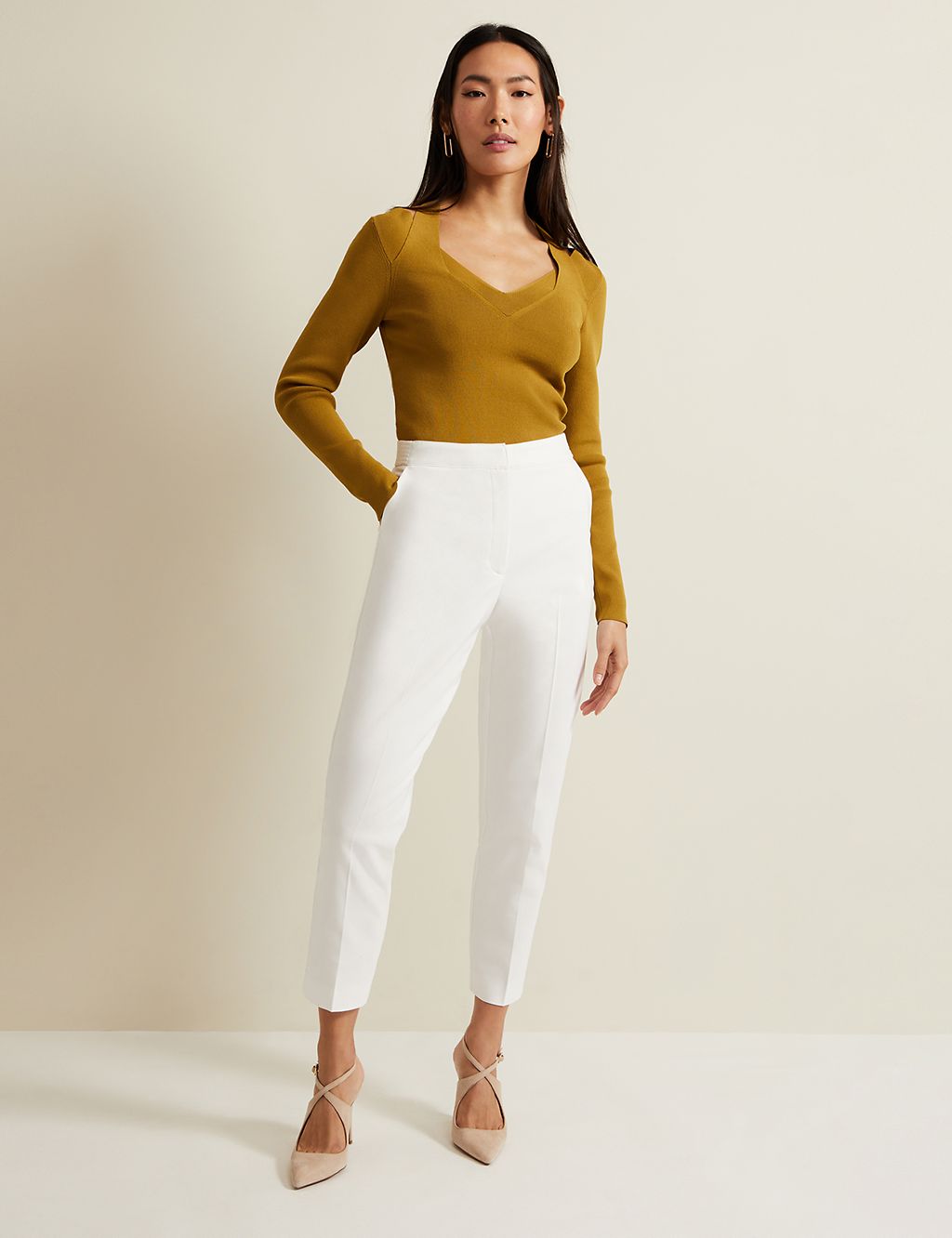 Cotton Blend Tapered Trousers 3 of 7