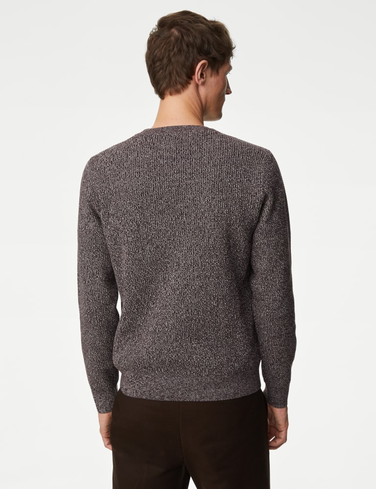 Cotton Blend Textured Crew Neck Jumper 5 of 5