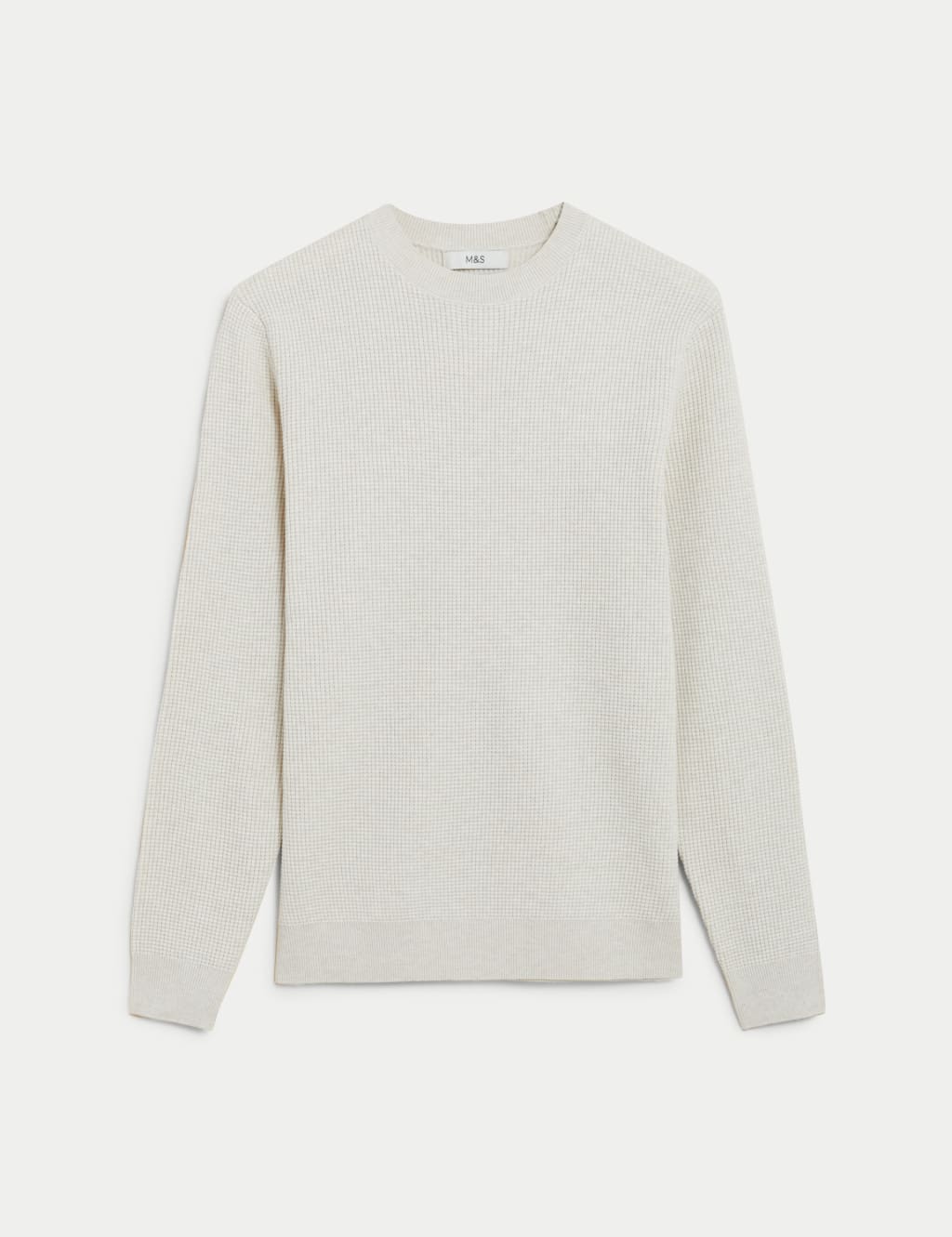 Cotton Blend Textured Crew Neck Jumper 1 of 7