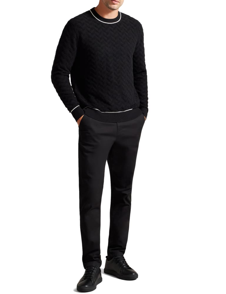 Cotton Blend Textured Crew Neck Jumper Ted Baker M S