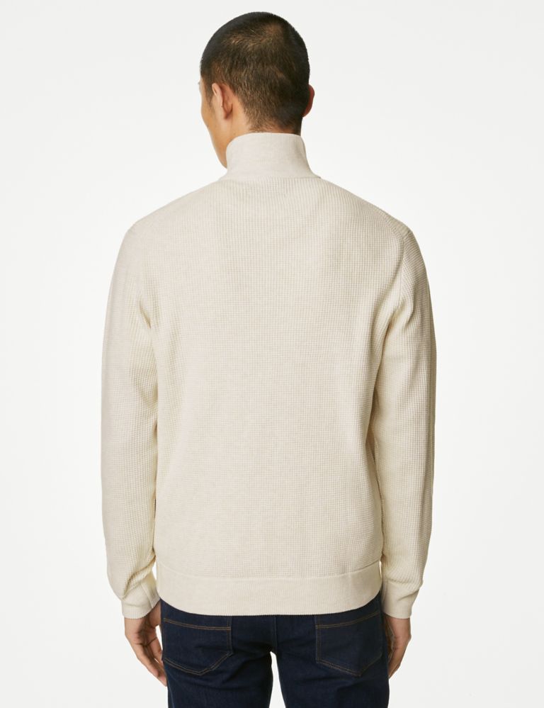 Cotton Blend Textured Half Zip Jumper | M&S Collection | M&S