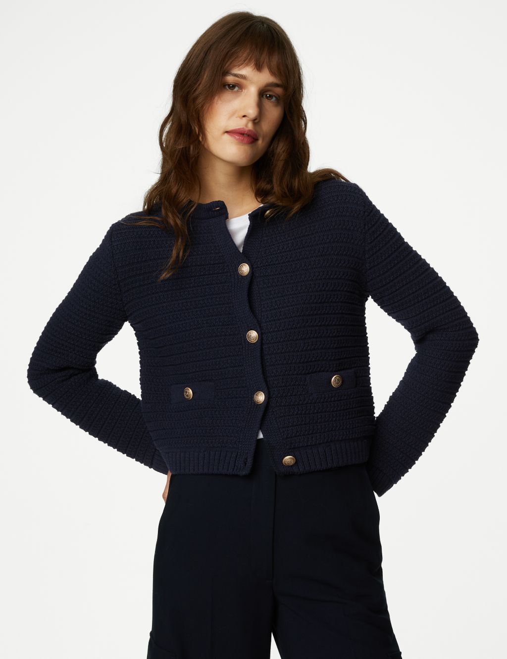 Cotton Blend Textured Knitted Jacket 8 of 8