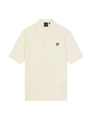 Cotton Blend Textured Knitted Polo Shirt Image 2 of 5