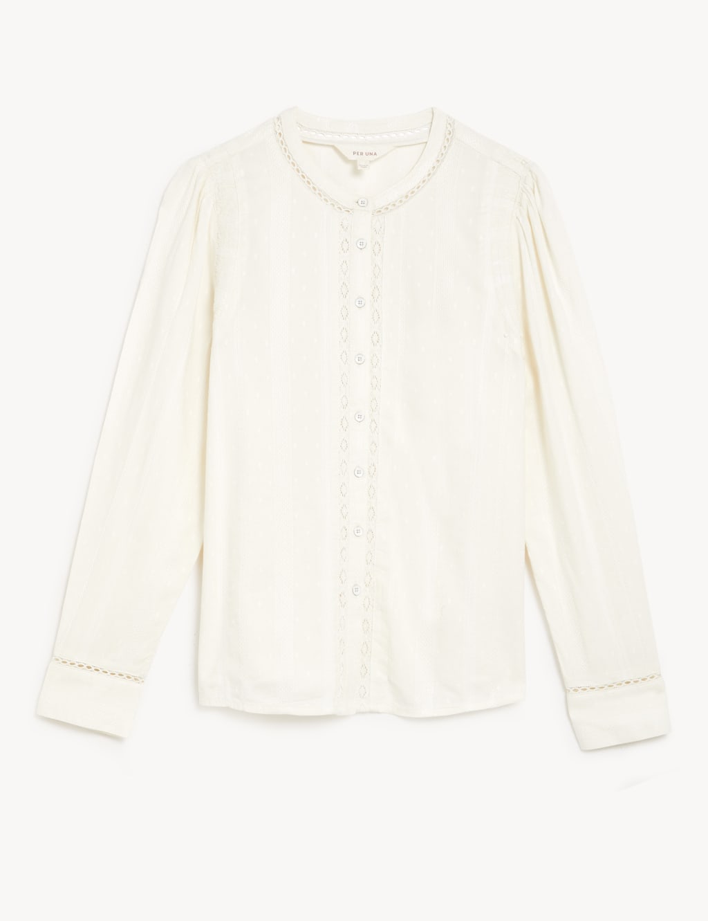 Cotton Blend Textured Lace Insert Blouse 2 of 5
