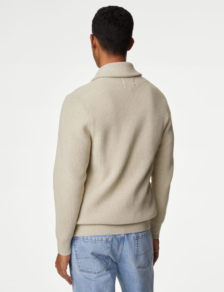 Men's Textured Shawl Collar Sweater