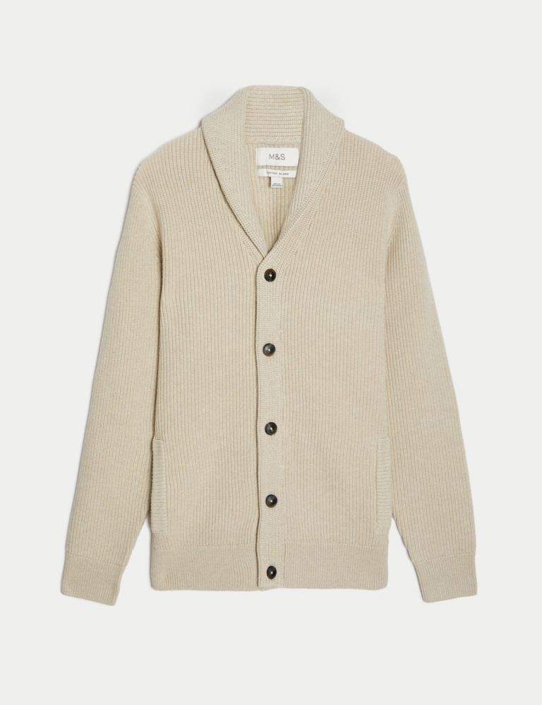 Cotton Blend Textured Shawl Collar Cardigan | M&S Collection | M&S