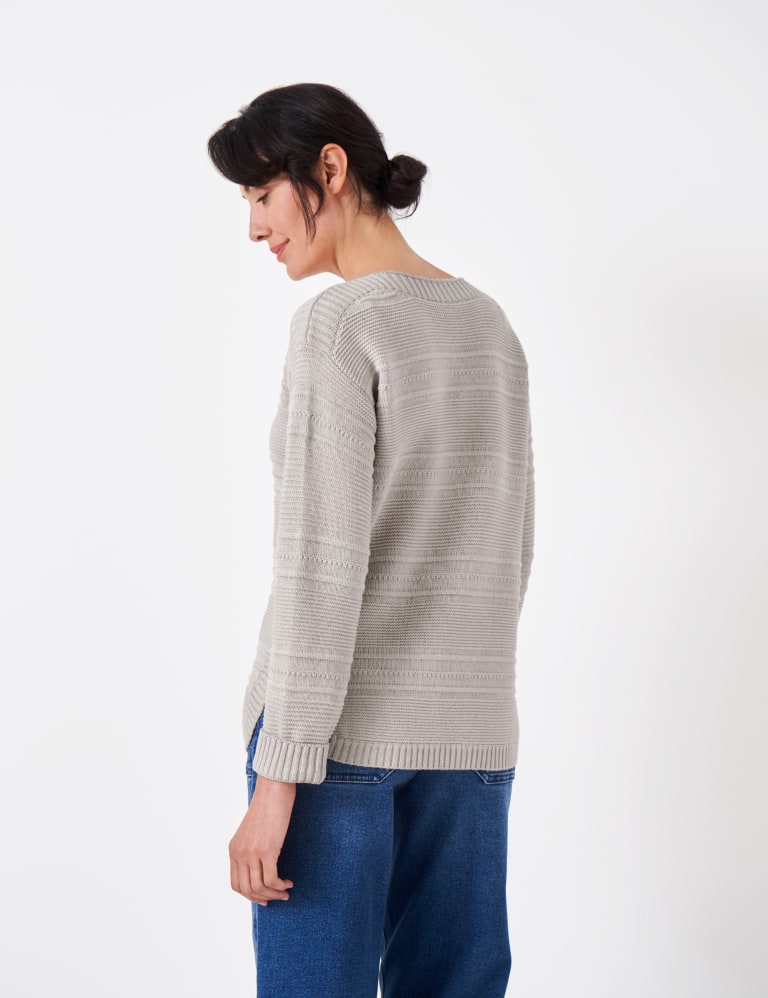 Cotton Blend Textured Slash Neck Jumper 4 of 4