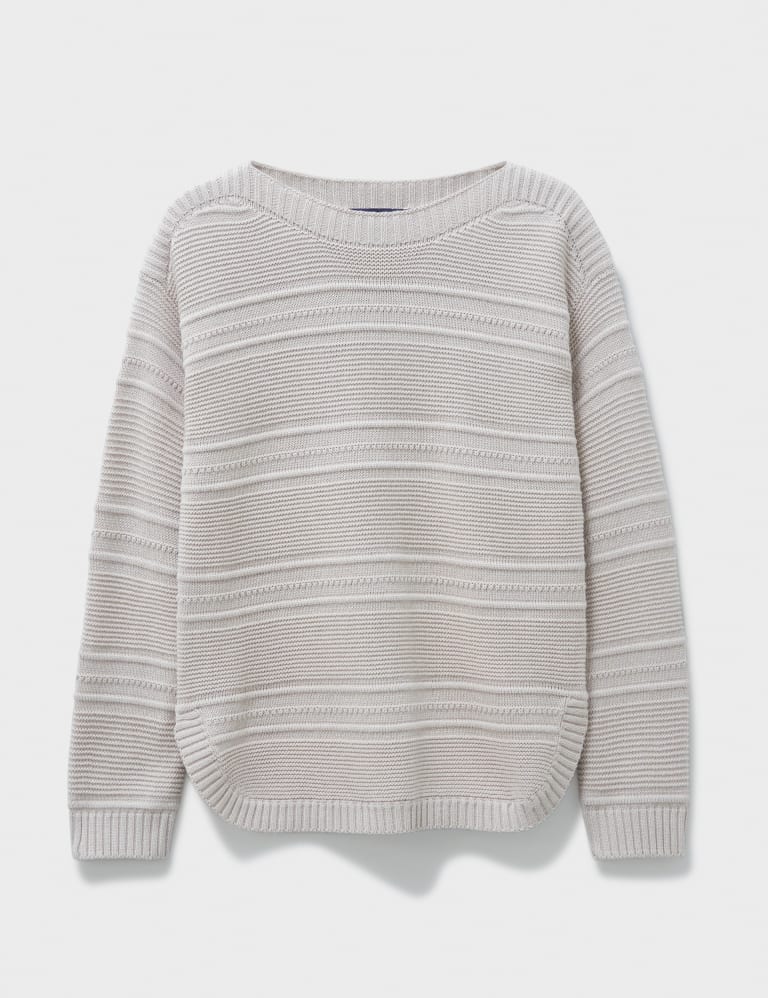 Cotton Blend Textured Slash Neck Jumper 2 of 4