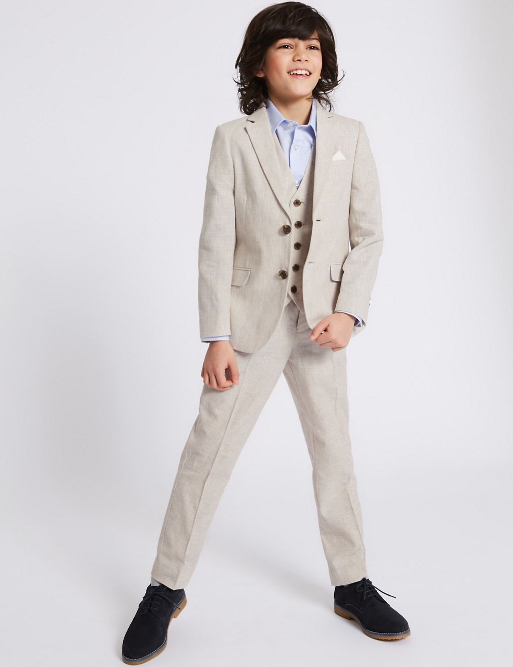Cotton Blend Textured Trousers (3-16 Years) 3 of 5