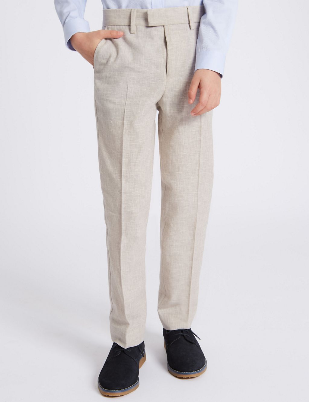 Cotton Blend Textured Trousers (3-16 Years) 2 of 5